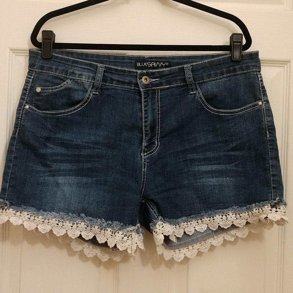 Blue savvy denim shorts